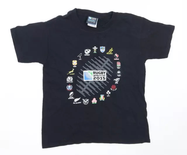 Rugby World Cup 2015 Boys Black Cotton Basic T-Shirt Size S Round Neck - Rugby W