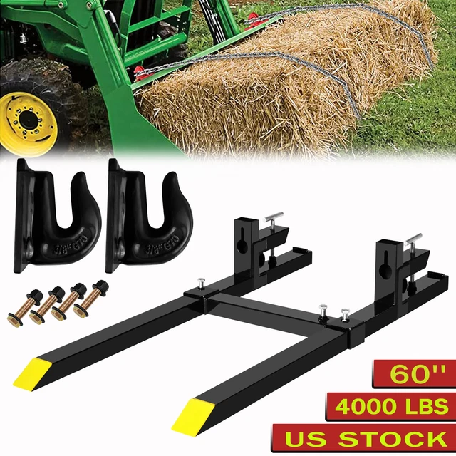 4000Lbs 60'' Tractor Pallet Forks Clamp on Skid Steer Loader Bucket W/3/8" Hooks