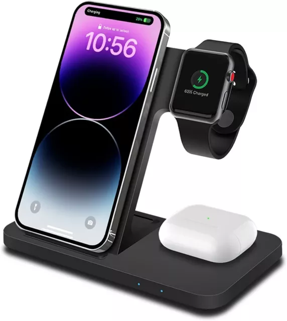 3in1 Wireless Charger Kabellos Ladegerät Ladestation Für Apple Watch 9 iPhone 15