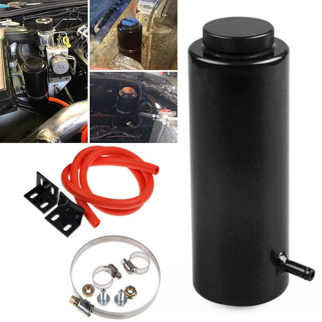 UNIVERSAL BLACK RADIATOR Coolant Aluminum Catch Tank Overflow Reservoir