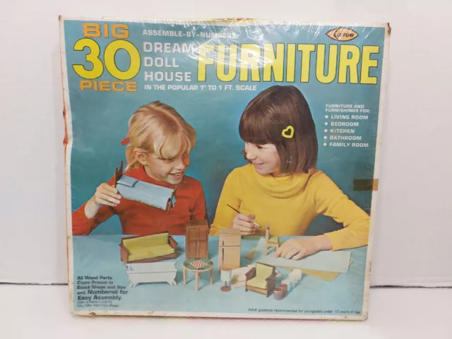 Vintage Big 30 Piece Dream Dollhouse Wood Furniture Kit 1978 1:12 *BRAND NEW**