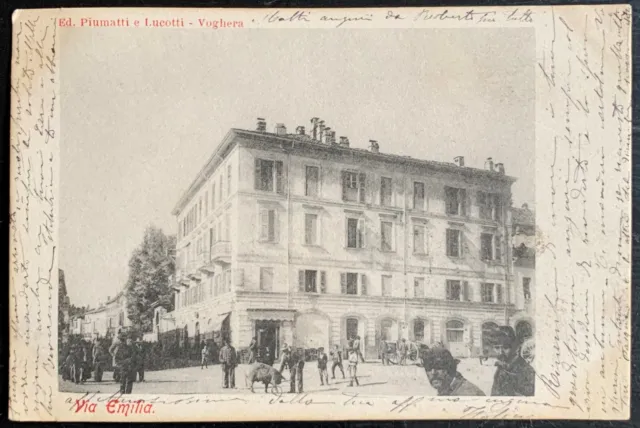 Cartolina Voghera (Pavia) - Via Emilia / FP - Viaggiata 1908