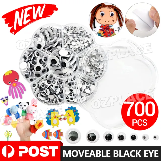 700x Eyes Joggle Moveable Black Eye Wiggly Craft Stick On Adhesive Google Googly