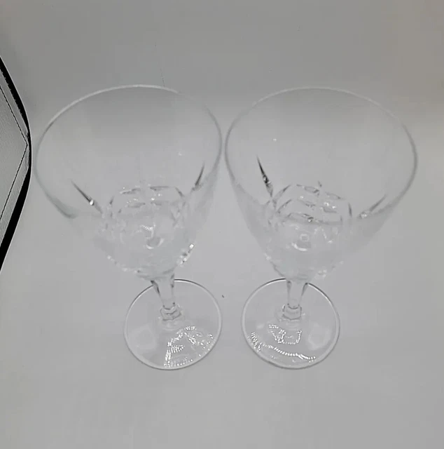 French 24% Lead Crystal Unit No. 1 Set of 2 Goblets Verite Pattern W M Dalton 2