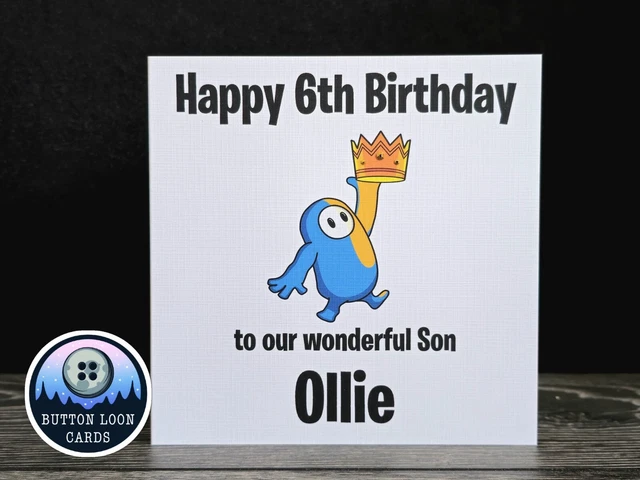 PERSONALISED HAPPY BIRTHDAY Card Fall Guys Boy Girl Son Daughter Gamer