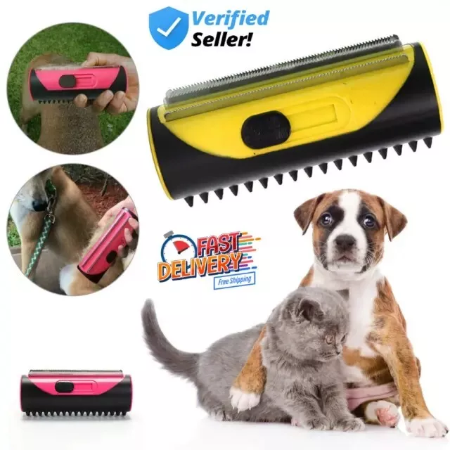 Pet Dog Cat Hair Fur Deshedding Shedding Trimmer Grooming Roll Comb Brush Tool