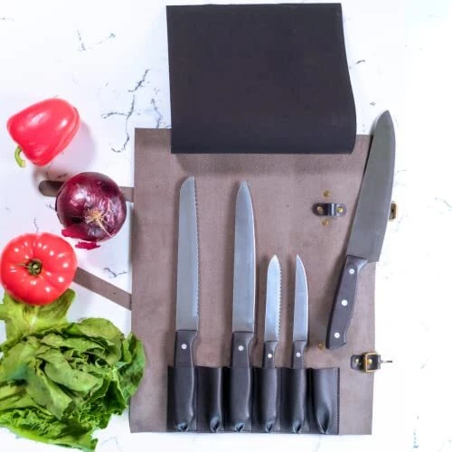 MTAPF Chef Knife Roll Bag - Durable Safe Knife Pouch With 6 Pockets Adjustabl...