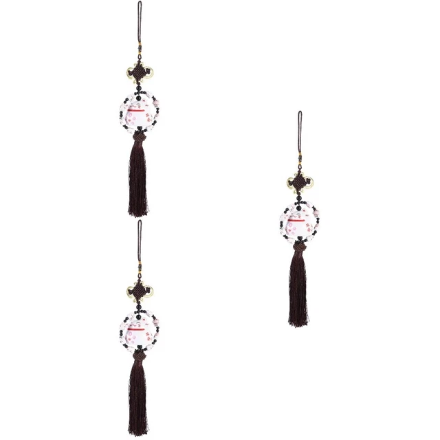 3 Pcs Ornements De Voiture Porte-clés Chat Porte-bonheur Amulette Ornement