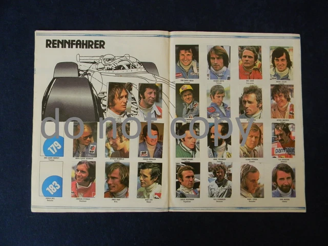 1977 Adesivo Americana no Panini Lauda Hunt Andretti Fittipaldi Ickx Peterson