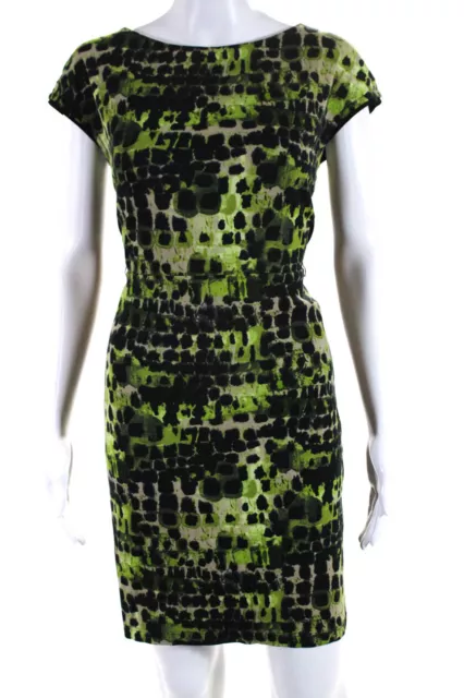 Max Mara Women's Spotted  Contrast Trim Cap Sleeve Sheath Dress Green Size 44