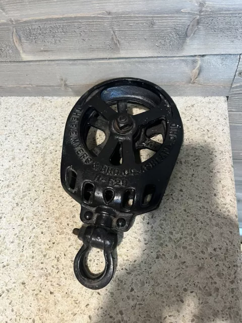 H-529 FE Myers & Bro Cast Iron Hay Carrier Drop Pulley Trolley Barn Vtg Antique