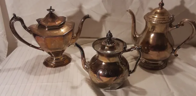 Vintage Silver Plated Teapots (3)