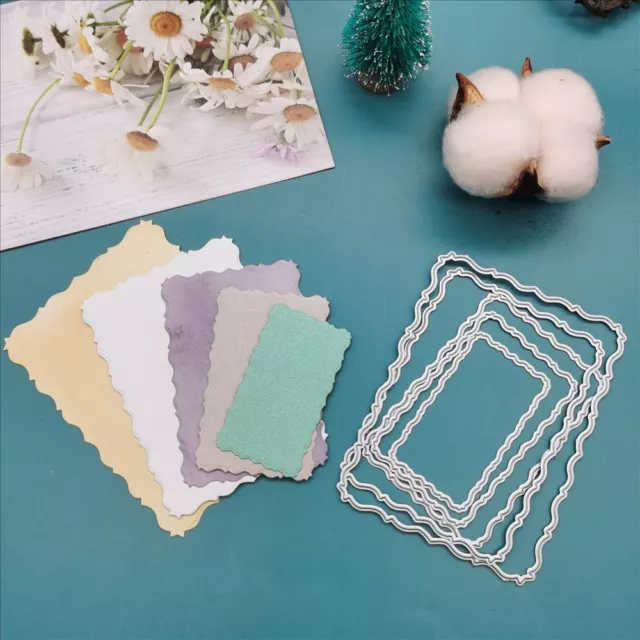 Wavy Layered Rectangle Metal Cutting Dies Scrapbooking Album Embossing Stencils