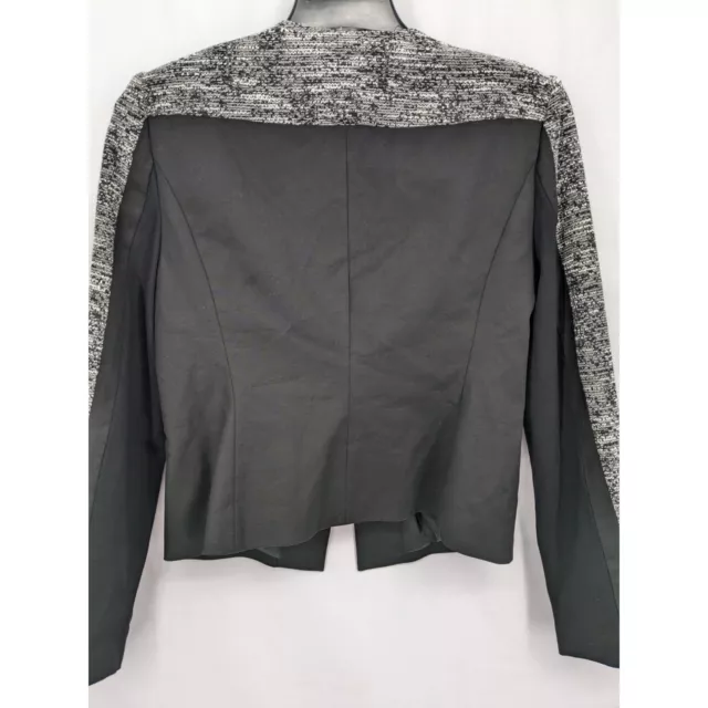 BCBGMaxazria Women Dallin Tweed Black & Gray Two Tone Blazer Jacket Size L 3