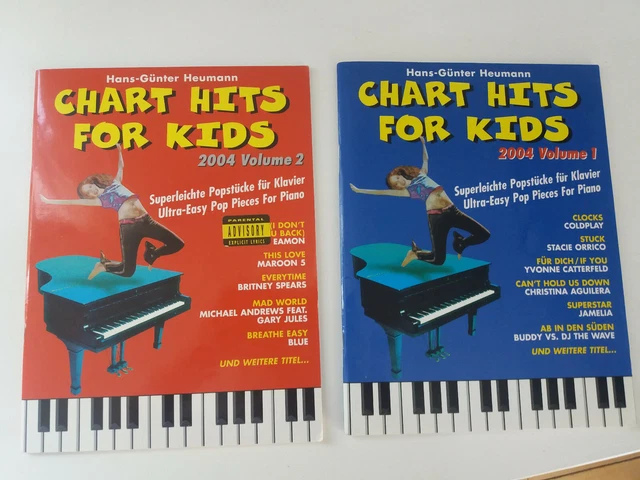 2 x Bücher Chart Hits for Kids 1 +2 von Hans-Günter Heumann - Klavier