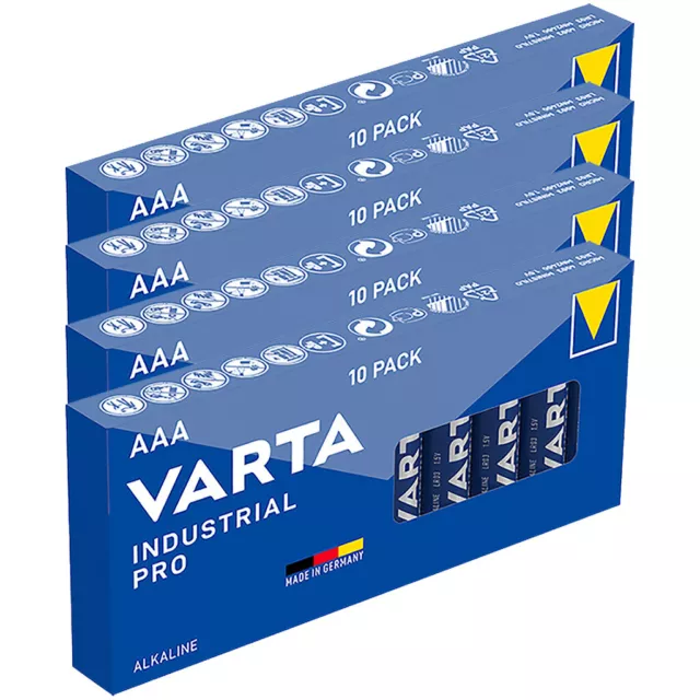 kQ Varta AAA Batterien Alkaline Micro LR03 1.5V Industrial Pro 4 x 10er Blister