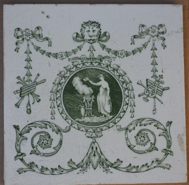 Antique England - Transfer Victorian Majolica Tile C1900