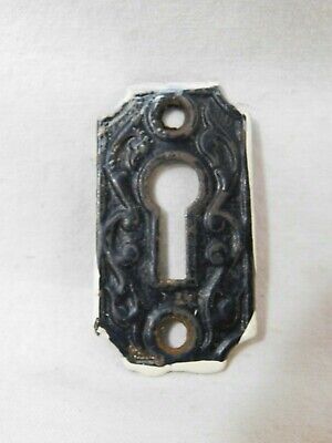 1800's Antique DOOR Keyhole Cover Plate VICTORIAN Style Black Finish ORNATE