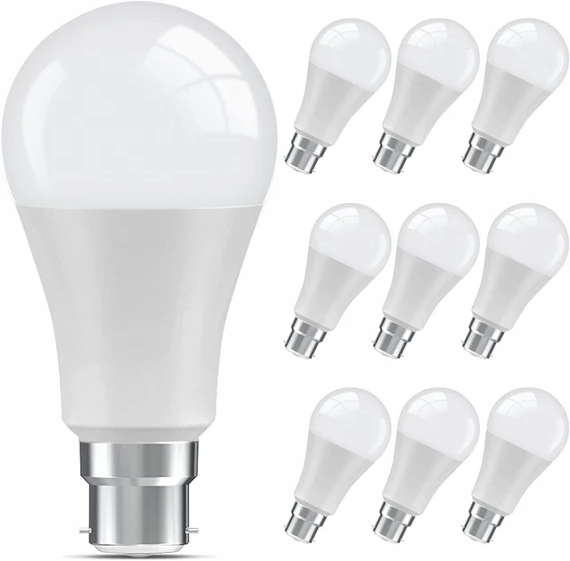 B22 Bayonet LED Bulb 75W Equivalent, 13W 10 Count (Pack of 1), Warm White
