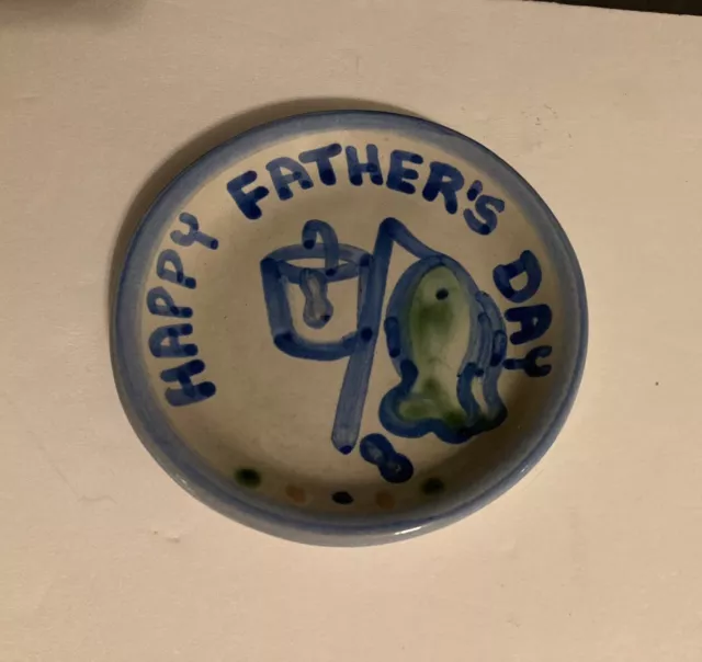 M.A. Hadley Fathers Day Fishing Trinket Dish Coaster 4”