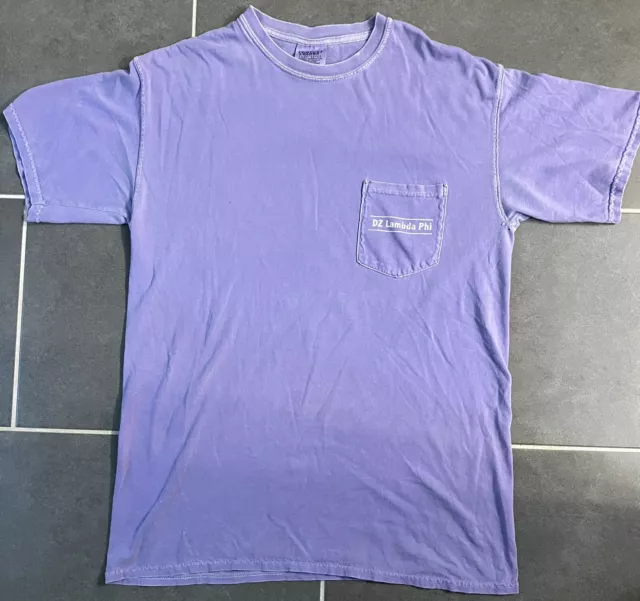 Delta Zeta Sorority Purple Pocket T-Shirt, Medium App State Made in the South