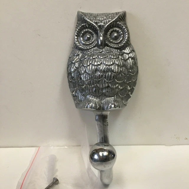 Owl Single Wall Hook/Hanger - Cast Aluminum by Comfify  NEW includes wall screws