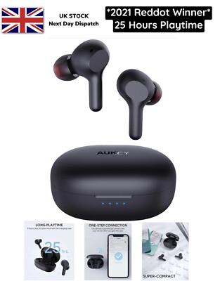 Aukey Nero Vera Wireless Auricolari EP-T25 Bluetooth 5.0 IPX5 resistenza all'acqua 
