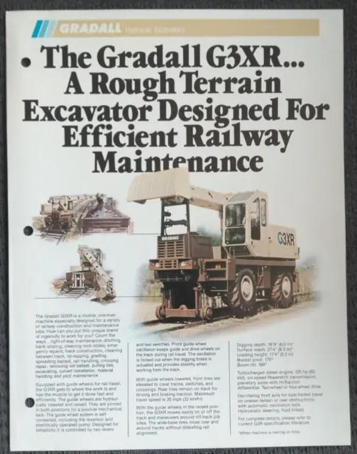 Gradall G3XR Railroad Hydraulic Multi Tool Excavator Specification Brochure