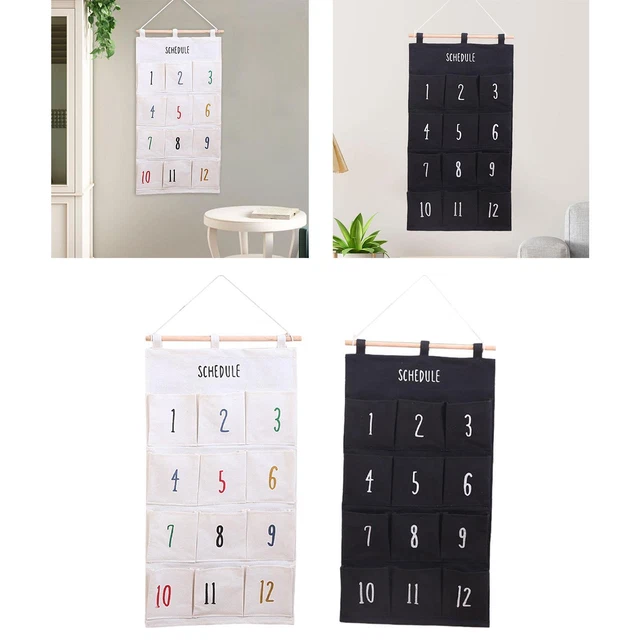 Sac De Rangement Mural Suspendu étanche - 59x33 Cm Noir, Coton/lin - Pour Chambre, Salle De Bain, Cuisine