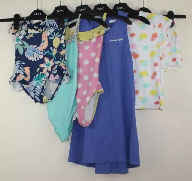 Girls Age 6-7 Years Bundle, Swimsuits Dress Short Pyjamas, Next M&S F&F, 6 Items