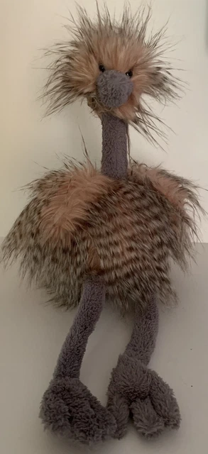 Jellycat Ostrich Pom Pom Bird Odette 20" Pink Gray Emu Stuffed Animal Plush