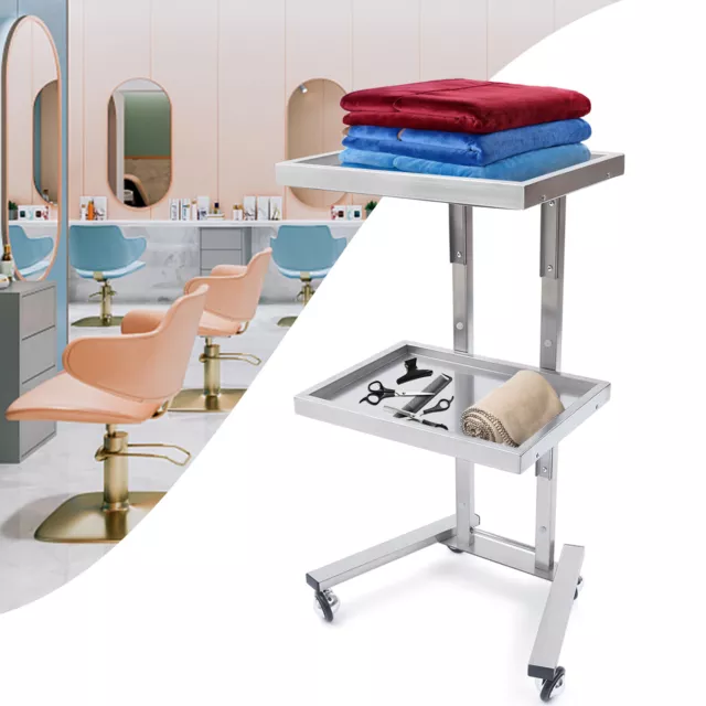 Hair Stylist Storage Mobile Trolley Salon Tray Cart Rolling Beauty Equipment