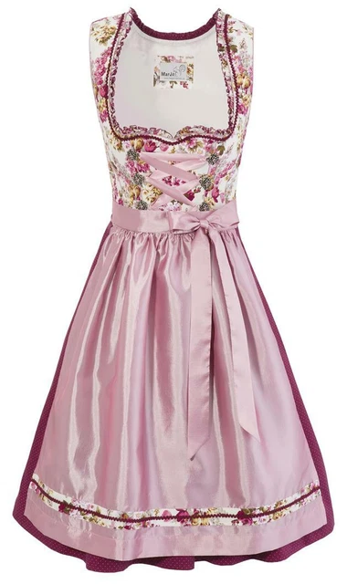 Damen Dirndl Zieglstadl midi 58 cm creme rosa rot geblümt Marjo bordeaux