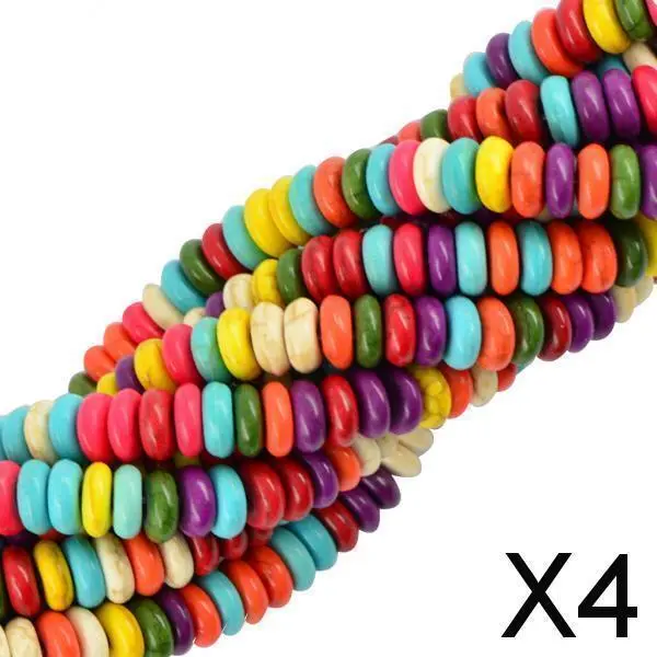 4X 122x   Turquoise Multi Color Heishi Rondelle Spacer Loose Beads-8mm