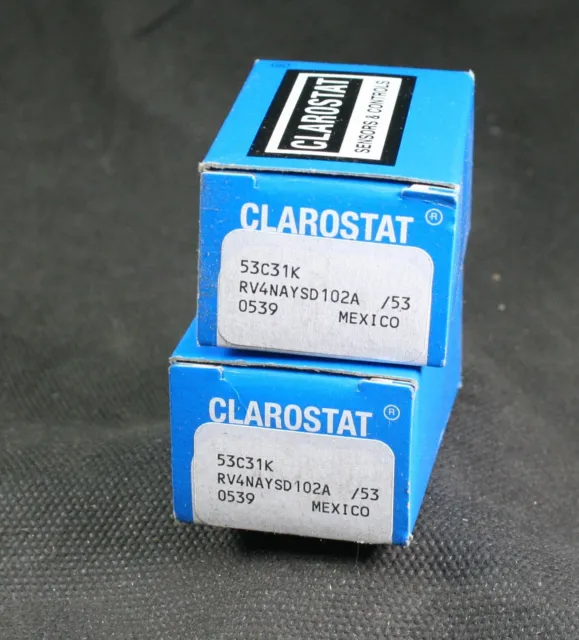 One (1) Clarostat RV4NAYSD102A/53 0539 22MM Linear Taper Potentiometer NEW