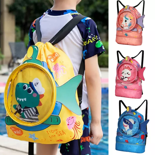 Kids Child Swimming Drawstring Backpack Wet & Dry Separation Sport Travel Bag