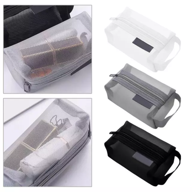 Clear Mesh Portable Large Pen Pencil Case Makeup Cosmetic Storage Pouch~ V8C1✨ z