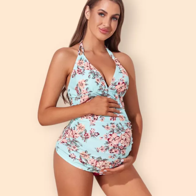 Summer Mae Halter Top Bathing Suit Tankini Top Plus Size / Maternity L Floral