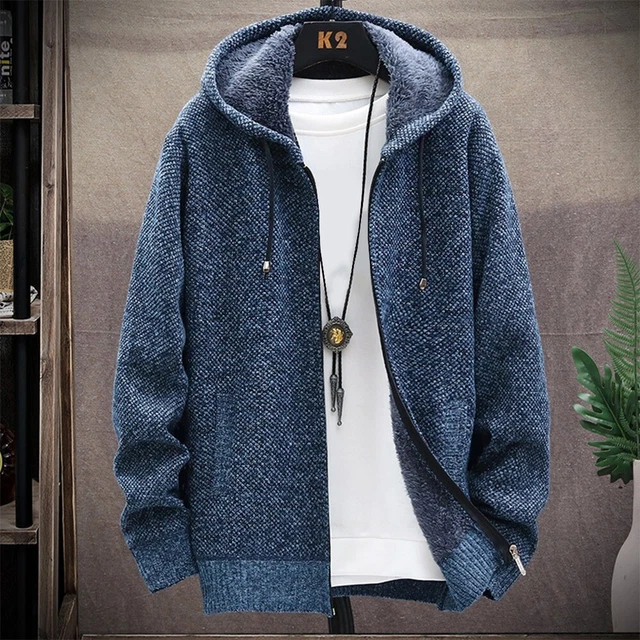 Men Thick Warm Fleece Lined Hooded Hoodie Winter Zip Coat Jacket Sweatshirt New
