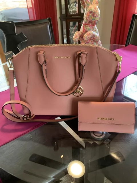 Michael Kors Ciara Satchel, Antique Rose w/Matching Wallet