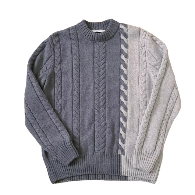 MAISON KITSUNE Wool Cashmere Cable Knit Pullover Size XL Sweater Bi-Color