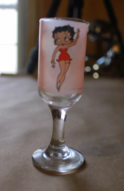 vintage pink frosted stemmed Betty Boop shot glass