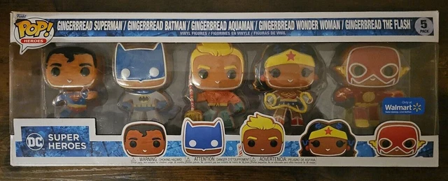 FUNKO POP! DC Super Heroes Gingerbread 5-Pack - Superman Batman Aquaman WW Flash