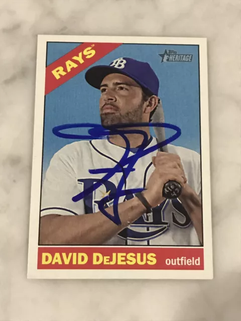 2015 Topps Heritage David DeJesus Signed Autographed Card  Tampa Bay Rays #686