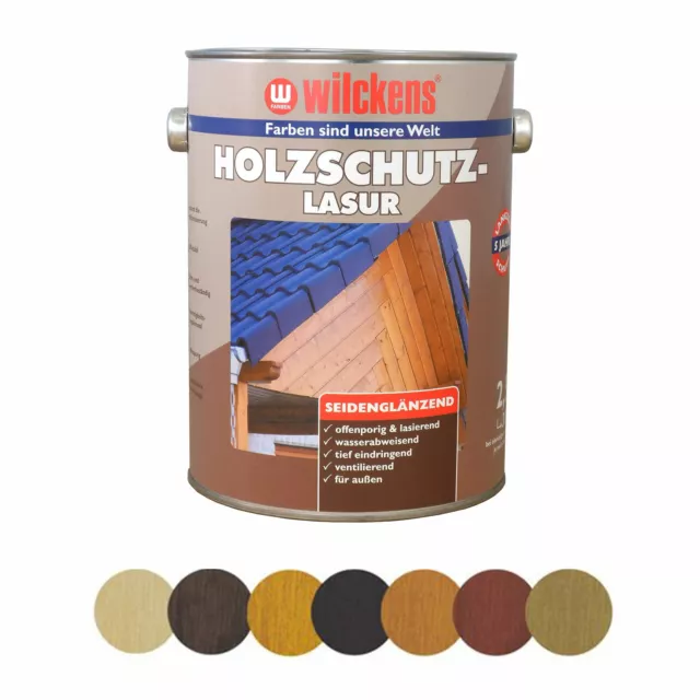 Holzschutzlasur Wilckens 6 Farben 2,5l Lasur Wetter Schutz (5,64€/1l)