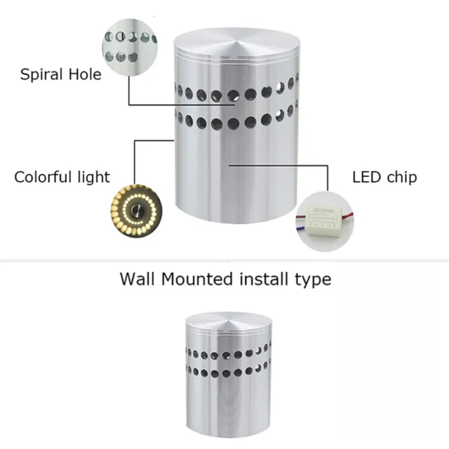 RGB Spirale Trou Lampe Murale LED Applique Clair Ktv Fond Porche Décor 3W HL956 5