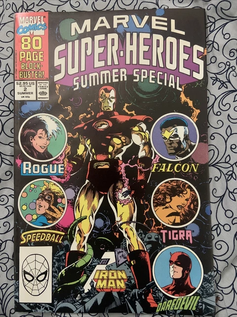Marvel Super-Heroes #2 1990 Summer Special Iron Man Daredevil Falcon Rogue b