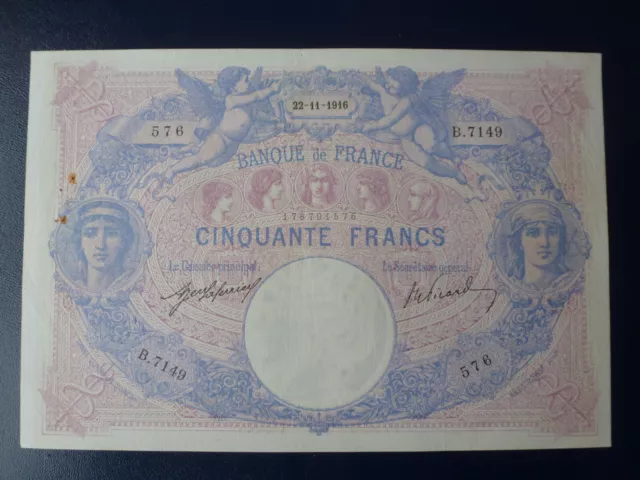 billets de banque 50 fr BLEU ET ROSE 1916