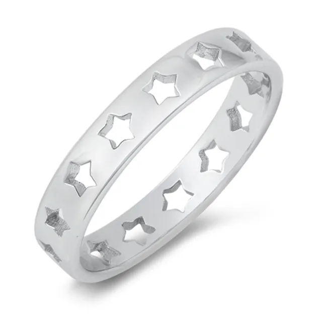 Simple Cutout Star Ring New .925 Sterling Silver Band Sizes 4-10
