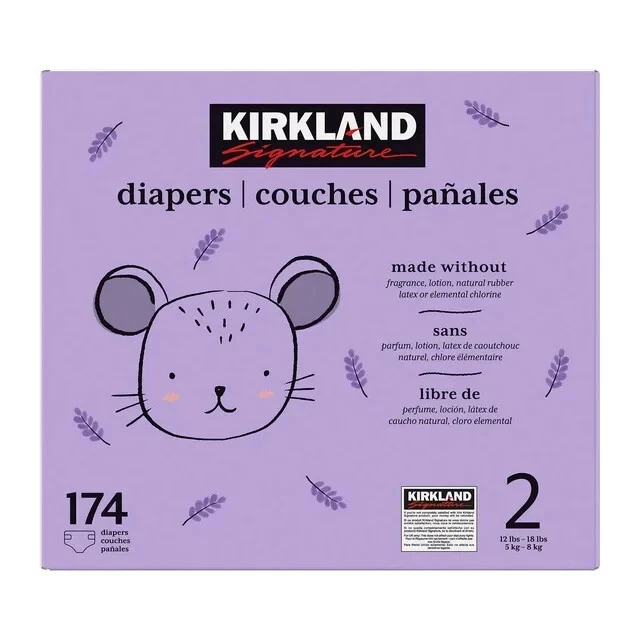 KIRKLAND SIGNATURE DIAPERS Size 2 (1218 lb/58 kg) 174 Ct Pampers Day